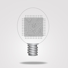 Fototapete - Vector : Electronic chip and circuit inside lightbulb
