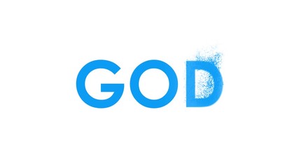 Wall Mural - GOD word animation with sand transition motion graphic effect, isolated on white background in 4k resolution