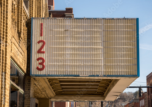 Stock photo of a blank cinema marquee sign ready for your message