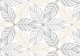 Wall Mural - linear vector pattern, repeating abstract Geometry background, gray line of leaf or flower, floral. graphic clean design for fabric, wallpaper etc. pattern is on swatches panel.