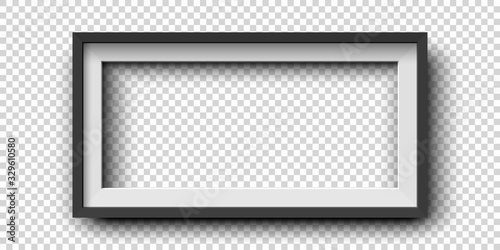 Fotografía Realistic horizontal black picture frame isolated on transparent background