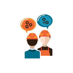 Poster - engineer and builder constructors isolated icon