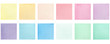 set of watercolor colorful squares isolated on white, pastel colored square design element for poster, invitation, frame or card