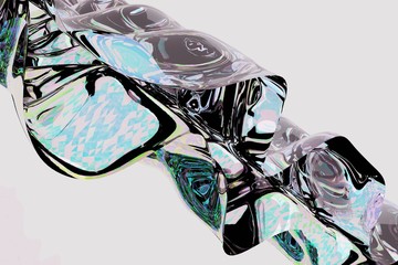 Poster - Abstract background with blue waves, 3d rendering