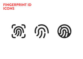 Id icons. Fingerprint scanning process icons. Fingerprint detection symbols. Vector illustration on white background