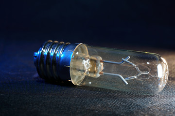 Old lightbulbs in the studio on black background photographed with flash light