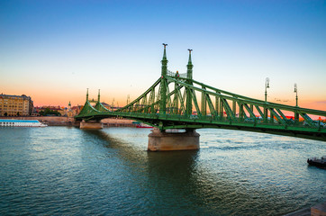 Wall Mural - Panoramic view of the Freedom Bridge over the Danube river in Budapest, Hungary