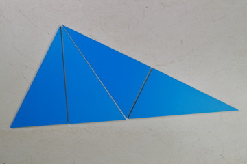 montessori material sensory blue triangles