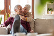 © pikselstock - Portrait of a happy senior couple relaxing together at home