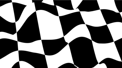 Poster - Abstract wave of white and black curved squares. Hallucination. Optical illusion. Twisted illustration. Futuristic background of squares. Dynamic wave. Vector.