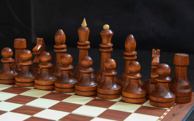 Chess pieces on a chessboard. Game of chess.