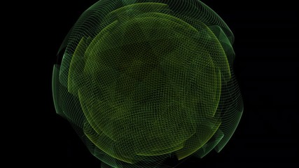 Wall Mural - rotating and evolving abstract orbital globe on black
