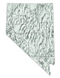 Nevada Topographic Map with County Borders showing sage green hill shade style representation of the topography of the more than 300 mountain ranges in the most mountainous state in the USA.