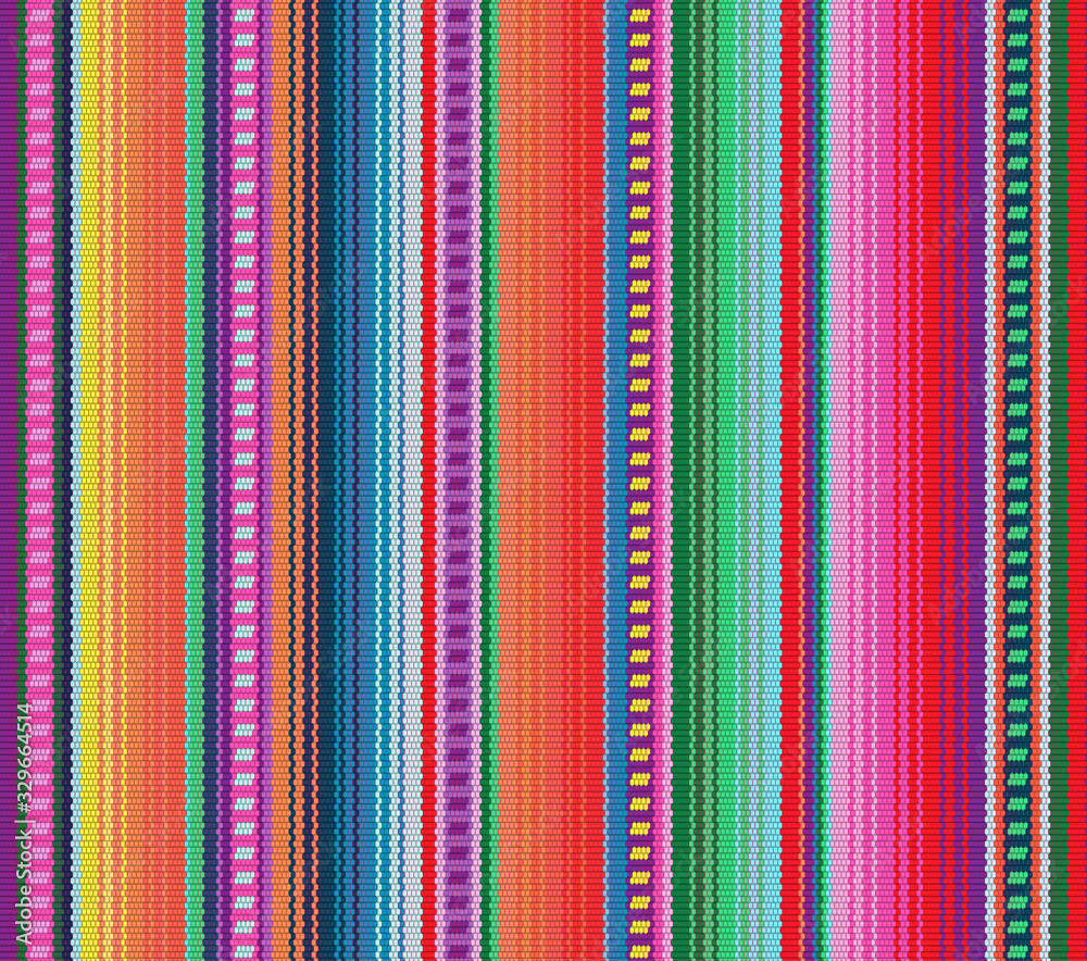 Blanket stripes seamless vector pattern. Background for Cinco de Mayo party decor or ethnic mexican fabric pattern with colorful stripes. - obrazy, fototapety, plakaty 