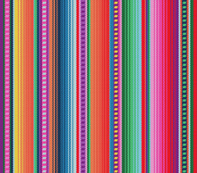 Blanket Stripes Seamless Vector Pattern. Background For Cinco De Mayo Party Decor Or Ethnic Mexican Fabric Pattern With Colorful Stripes.