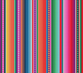 Wall Mural - Blanket stripes seamless vector pattern. Background for Cinco de Mayo party decor or ethnic mexican fabric pattern with colorful stripes.