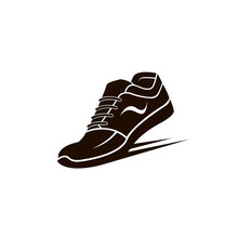 Speeding Running Sport Shoes Icon Isolated On White Background