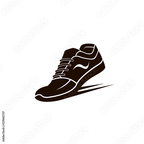 Cuadros en Lienzo speeding running sport shoes icon isolated on white background