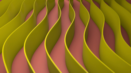Poster - 3D rendering of yellow lines, curved along the length and many multi-colored ones. Abstract illustration for the background of the desktop.