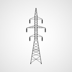 Electricity pylon vector icon. High voltage power line transmission tower