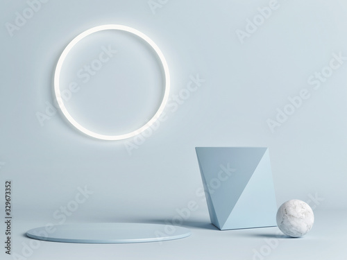 Fotografía Mock up podium, winner composition on blue background, 3d render, 3d illustratio