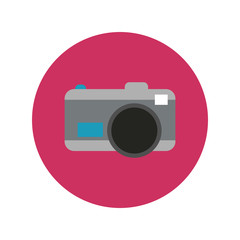 Sticker - camera photographic block and flat style icon