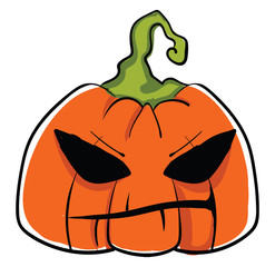 Poster - Angry pumpkin, illustration, vector on white background.