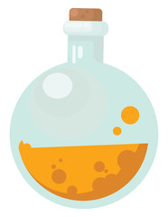 Wall Mural - Flask with drink, illustration, vector on white background.