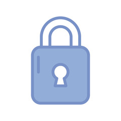 Canvas Print - security padlock icon, blue outline style