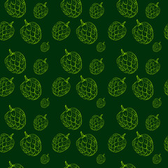 Canvas Print - Cherimoyas pattern, illustration, vector on white background.