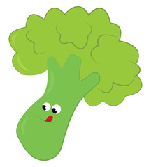 Wall Mural - Crazy broccoli, illustration, vector on white background.