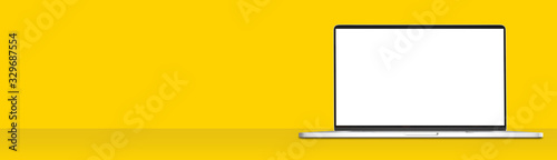 Cuadros en Lienzo Open laptop computer blank screen with clipping path for easy replace you design