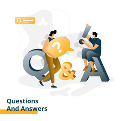 Poster - landing page questions and answers, the concept of men in communication, can be used for landing pag