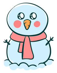 Sticker - Cute snowman, illustration, vector on white background.