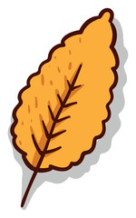 Sticker - Yellow leaf, illustration, vector on white background.