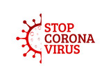 Fototapeta  - Coronavirus (Covid-19). Symbol of the fight against coronovirus. Stop virus sign. Coronovirus infection emblem flat vector illustration.