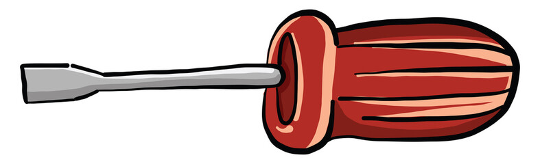 Sticker - Red screwdriver, illustration, vector on white background.