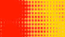 Dots Halftone Orange Yellow Color Pattern Gradient Texture With Technology Digital Background. Dots Pop Art Comics With Summer Background.