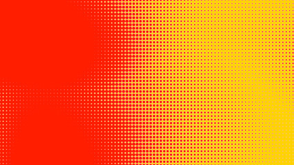 Poster - Dots halftone orange yellow color pattern gradient texture with technology digital background. Dots pop art comics with summer background.