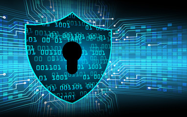 closed padlock on digital background, cyber security