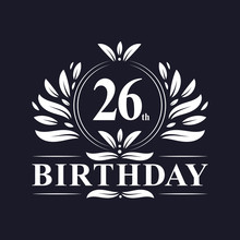 26th Birthday Logo, 26 Years Birthday Celebration.