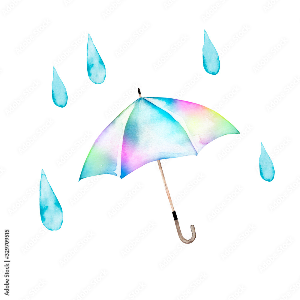 梅雨 傘 雨 水彩 イラスト Stock Illustration | Adobe Stock