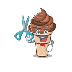 Wall Mural - Cool Barber chocolate ice cream mascot design style