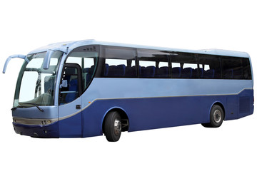 blue tourist bus.