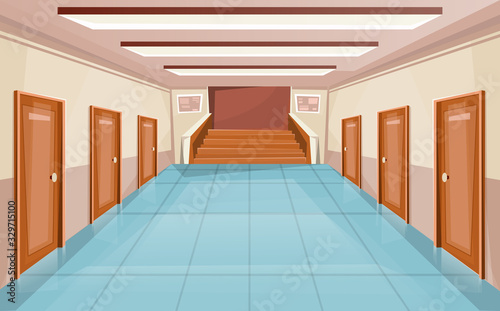 Fotomural School corridor with doors and stair