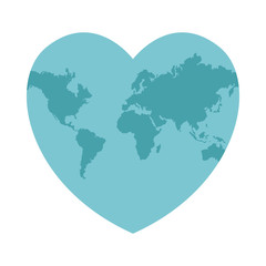 Wall Mural - heart world planet earth isolated icon