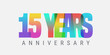 © kora_ra_123 - 15 years anniversary vector icon, logo. Multicolor design element with modern style sign