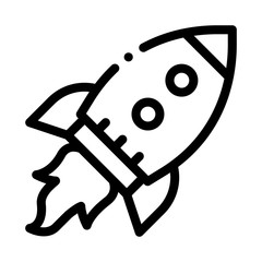 Poster - Flying Rocket Spaceship Agile Element Vector Icon Thin Line. Agile Gear And Document, Sandglass And Package, Loud-speaker And Stop Watch Concept Linear Pictogram. Monochrome Contour Illustration
