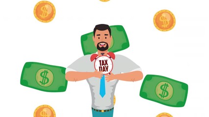 Poster - tax day animation with businessman and alarm clock