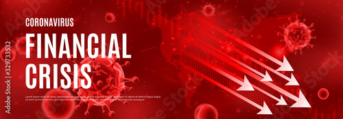 Fotomural Coronavirus financial crisis horizontal banner concept